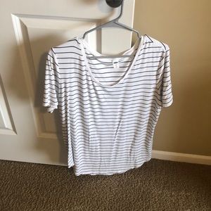 White blouse, blue stripes